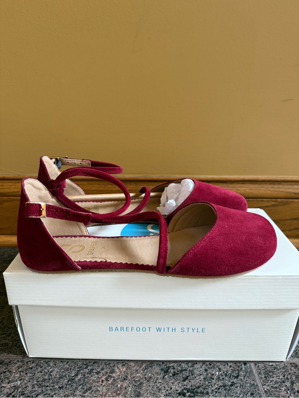 Shapen Orchid Flats Bordeaux Suede Flats Barefoot Shoes 38
